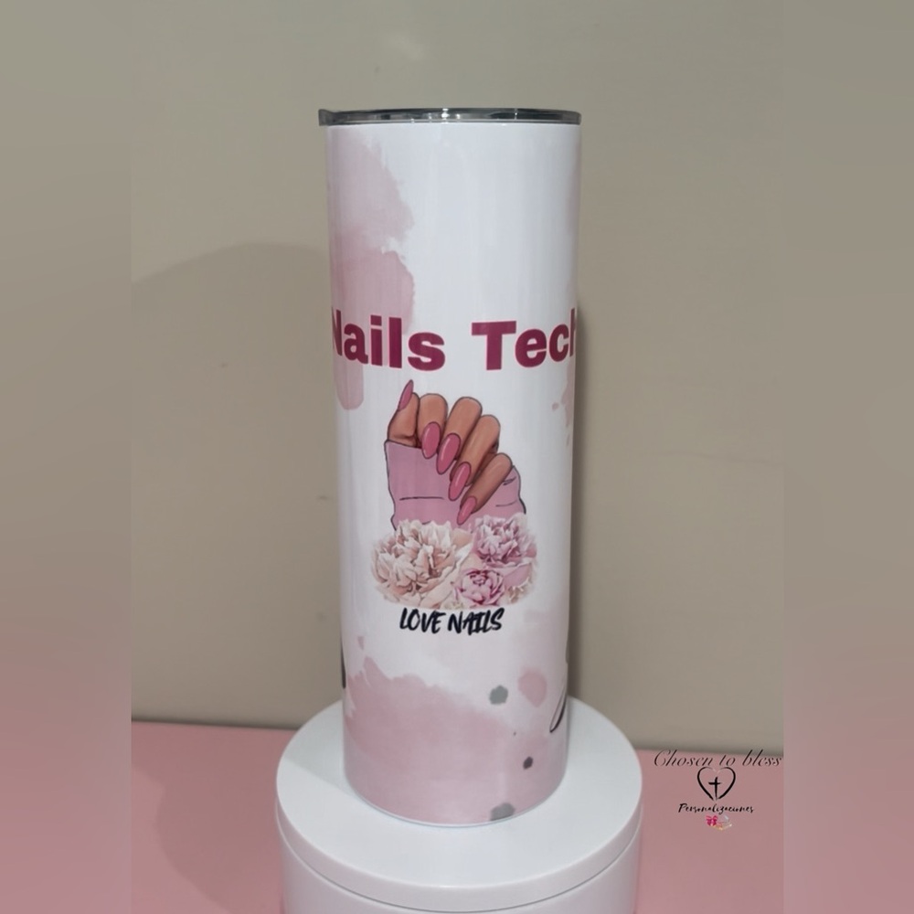 Pink Nail Technician Tumbler
